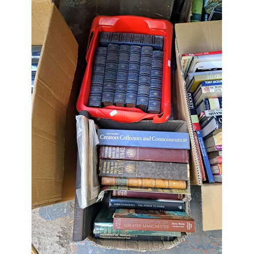 1115 - Twelve boxes containing a large collection of books to include Auction and Antique related, vintage ... 