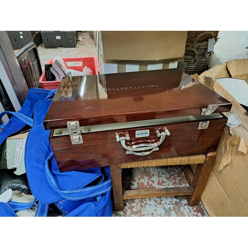 1140 - A large collection of house clearance items to include 19th century copper coal scuttle with ceramic... 