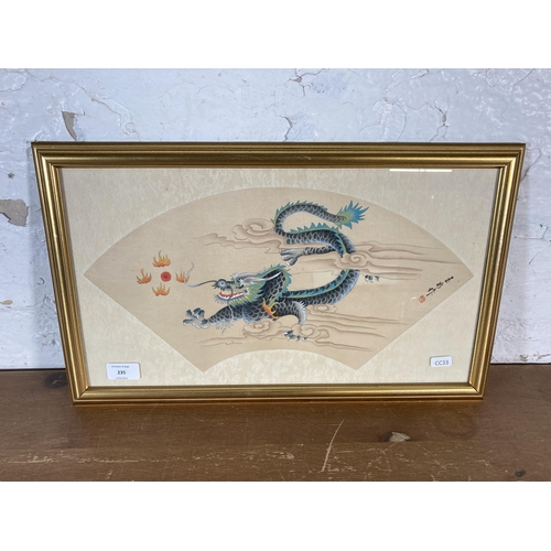 235 - A framed Chinese dragon scene silk painting - approx. 30.5cm high x 51cm wide