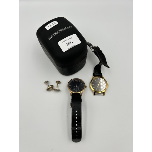 2345 - Three items, one boxed Emporio Armani AR-1798 quartz wristwatch, one Sekonda Diamond quartz wristwat... 