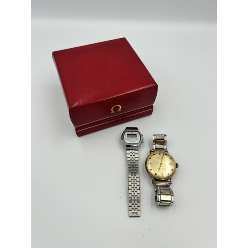 2346 - Three items, one 1970s Omega wristwatch presentation box with international guarantee, one Kienzle M... 