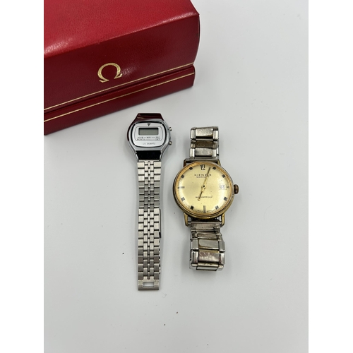 2346 - Three items, one 1970s Omega wristwatch presentation box with international guarantee, one Kienzle M... 