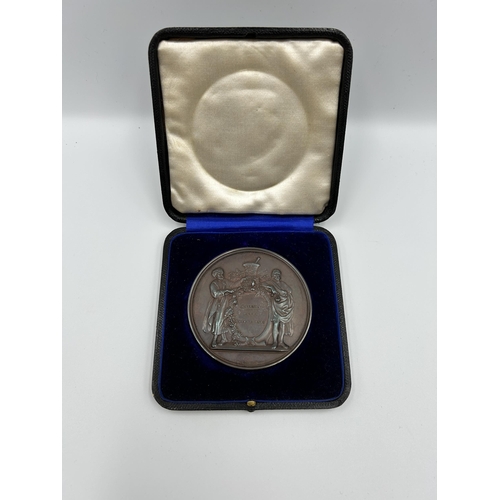 2355 - A cased 1852 Pharmaceutical Society of Great Britain bronze medal presented to Charles Gilling Mater... 