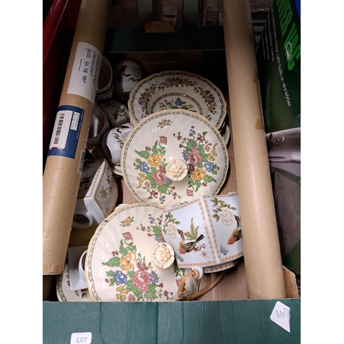 1155 - Six boxes containing Royal Doulton The Cavern Dish part dinner service, boxed Powerbase blower/vac, ... 