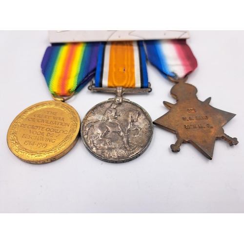 2009 - A WWI medal group presented to Lt. W. A. Shaw comprising Victory, War and The 1914-15 Star