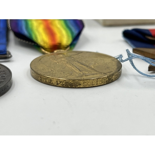 2011 - Two WWI and WWII father and son medal groups comprising a WWI medal group presented to 2603 Pte. W. ... 