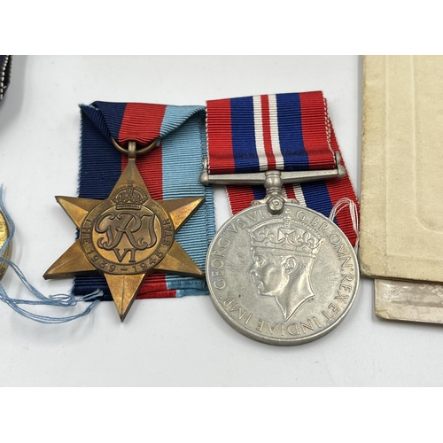 2011 - Two WWI and WWII father and son medal groups comprising a WWI medal group presented to 2603 Pte. W. ... 