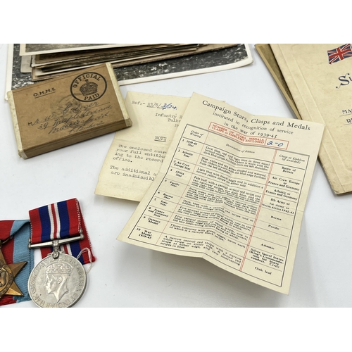 2011 - Two WWI and WWII father and son medal groups comprising a WWI medal group presented to 2603 Pte. W. ... 