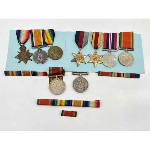 2012 - Three WWI and WWII family medal groups, one WWI presented to GNR. J. H. G. Muir 7th CIT. Batt. to in... 