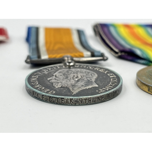 2013 - A WWI medal group presented to Pte. F. C. Leak. S. A. F. T&P. C. to include 1914-15 Star, War and Vi... 