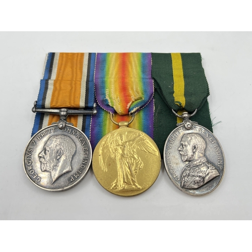 2017 - A WWI medal group presented to 1270 Pte. H. Corrie. Manch. R. comprising War, Victory and Territoria... 