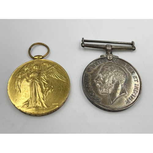 2018 - A WWI medal pair presented to 3223 Spr. E. G. Johnson. R. E. comprising Victory and War together wit... 