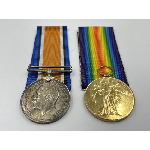 2019 - A WWI medal pair presented to M-314799 Pte. A. J. Anderson. A. S. C. comprising War and Victory