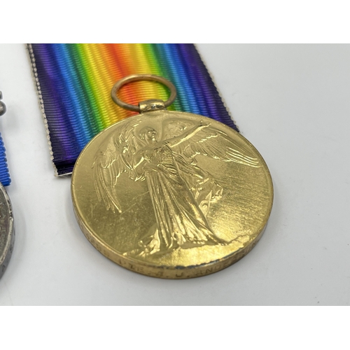 2019 - A WWI medal pair presented to M-314799 Pte. A. J. Anderson. A. S. C. comprising War and Victory