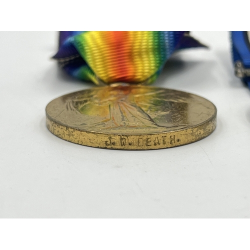 2027 - A WWI British medal pair presented to J. W. Death