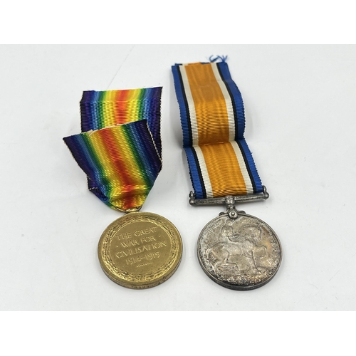 2027 - A WWI British medal pair presented to J. W. Death