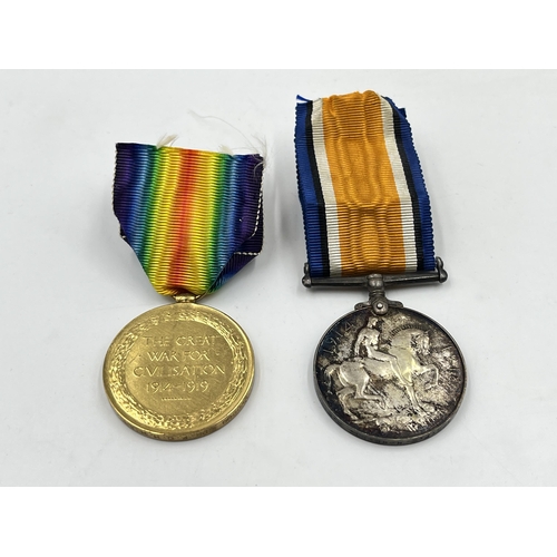 2031 - A boxed WWI British medal pair presented to 229908 Spr. F. C. H. Heard R. E.