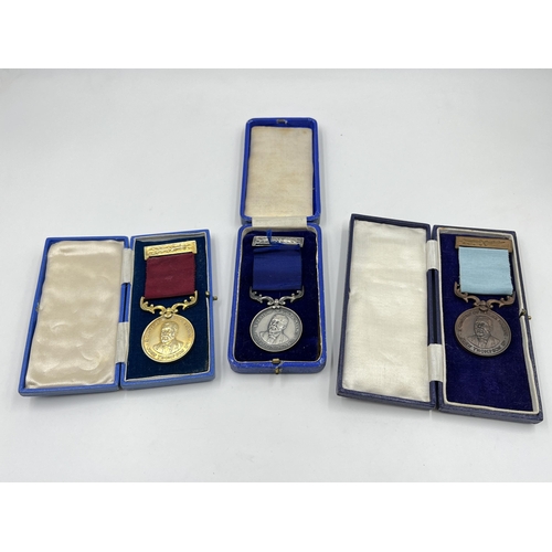 2039 - Three cased 'A Century of Boiler Making - John Thompson Ltd.' medals presented to W. Ellis, one 1892... 