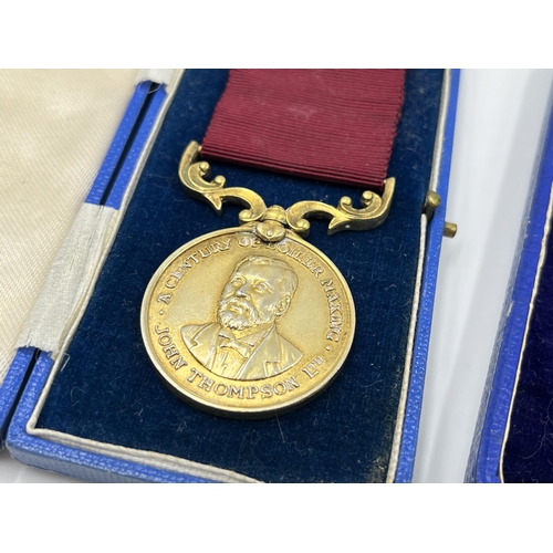 2039 - Three cased 'A Century of Boiler Making - John Thompson Ltd.' medals presented to W. Ellis, one 1892... 