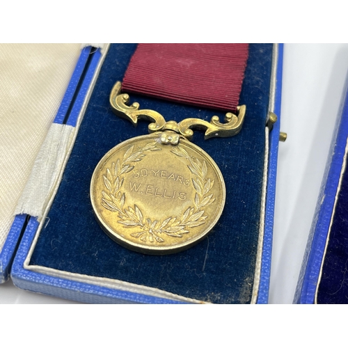 2039 - Three cased 'A Century of Boiler Making - John Thompson Ltd.' medals presented to W. Ellis, one 1892... 