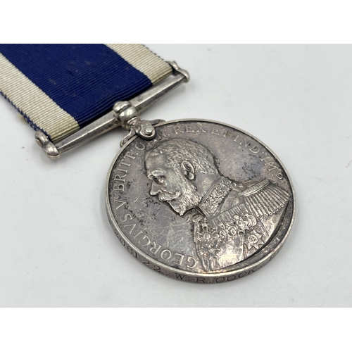 2082 - A George V Royal Naval Long Service and Good Conduct medal presented to 206122 W. R. Cook P.O. H.M.S... 