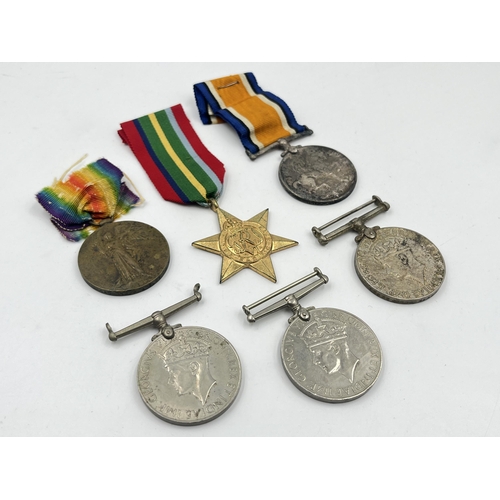 2084 - Six British medals, four WWII to include War presented to 16274 Jenor. Nand. Singh. R.I.A. and two W... 