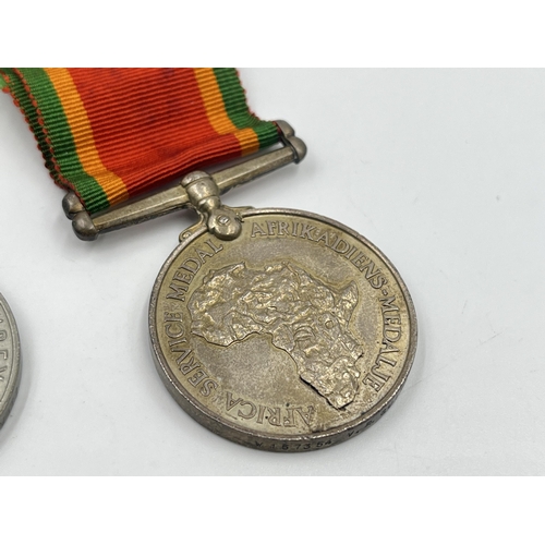 2090 - Two WWII medals presented to W157354 V. R. Quitowitz, one War and one Africa Service