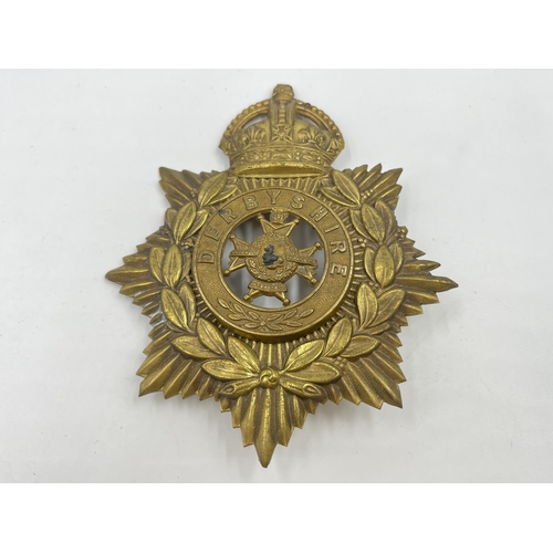 2097 - A Victorian Derbyshire Light Infantry helmet plate