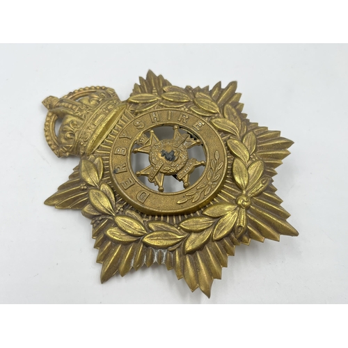 2097 - A Victorian Derbyshire Light Infantry helmet plate