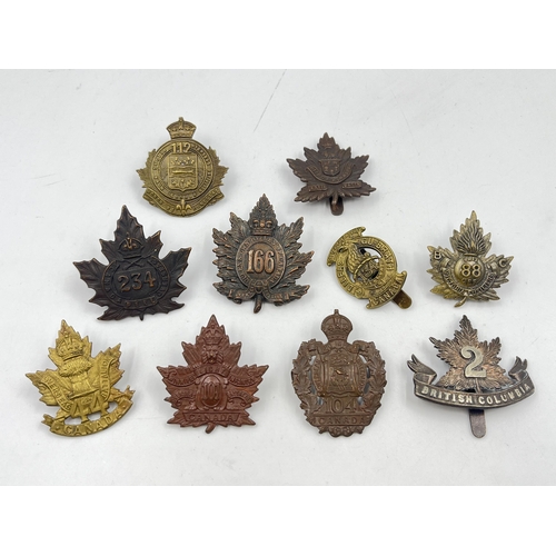 2123 - Ten Canadian military cap badges