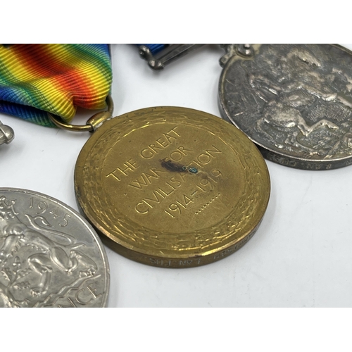 2015 - A British medal group comprising WWI war medal presented to 306227 Pte. G. Harrison Lan. Fus., WWI V... 