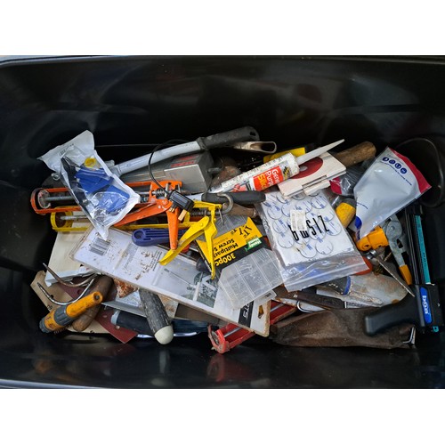 1113 - A large plastic storage box containing a large collection of assorted tools