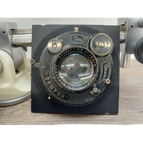 533 - A 1960s Ilford/Kennedy Instruments Ltd. Monobar Type U 35mm monorail camera fitted with Dallmeyer An... 