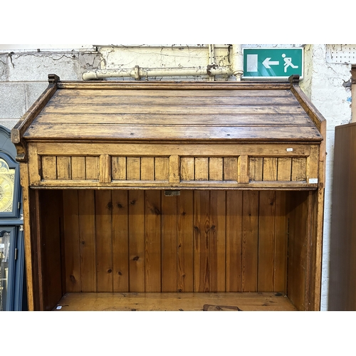 19 - A 19th century ecclesiastical pitch pine freestanding bookcase - approx. 208cm high x 137cm wide x 3... 