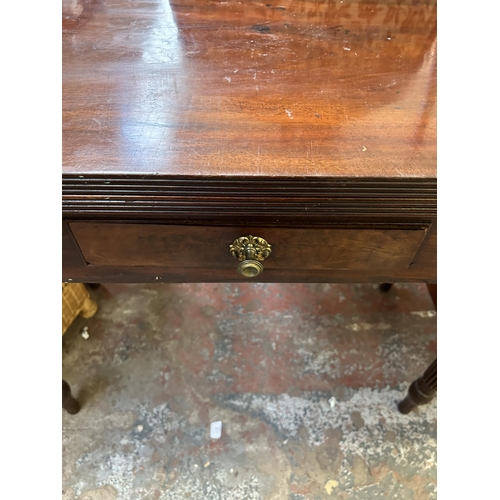 57 - A 19th century mahogany fold over tea table - approx. 77cm high x 93cm wide x 47.5cm deep