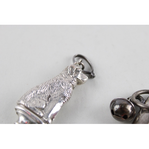 2134 - Two hallmarked .925 sterling silver baby rattles - approx. gross weight 26g