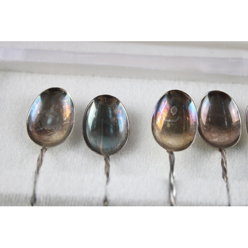 2137 - A boxed set of six stamped .950 silver lapis lazuli teaspoons - approx. gross weight 35g and 9.5cm l... 