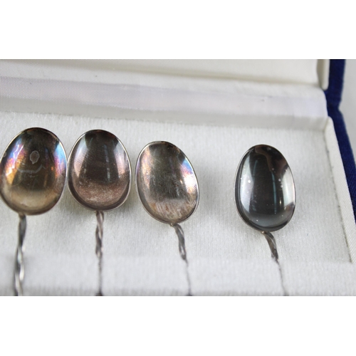 2137 - A boxed set of six stamped .950 silver lapis lazuli teaspoons - approx. gross weight 35g and 9.5cm l... 