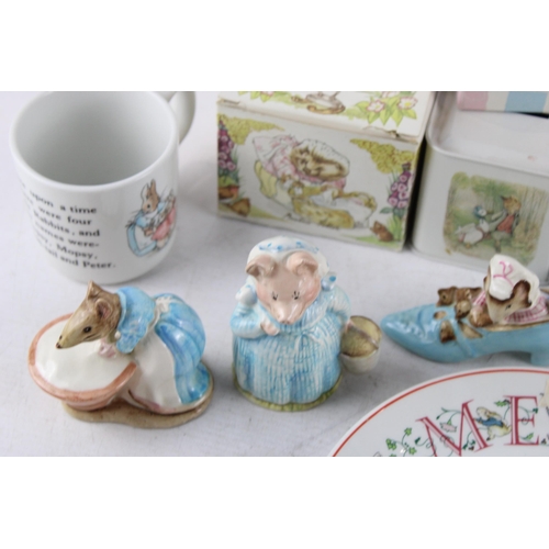 340 - Eight pieces of Beatrix Potter ceramics to include Wedgwood, Beswick etc.