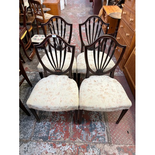 90 - Four 19th century mahogany shield back dining chairs