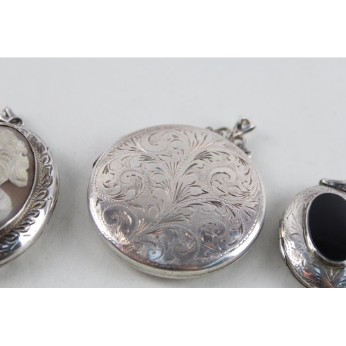 2049 - Three silver lockets - approx. gross weight 60g