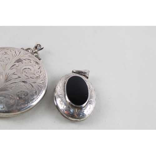 2049 - Three silver lockets - approx. gross weight 60g