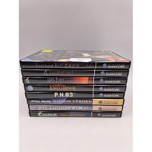 587 - Nine Nintendo GameCube games, Resident Evil Zero, Resident Evil 4, Harry Potter and The Goblet Of Fi... 