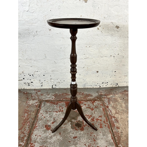 102 - A 19th century style mahogany circular top tripod pedestal jardinière stand - approx. 90cm high x 30... 