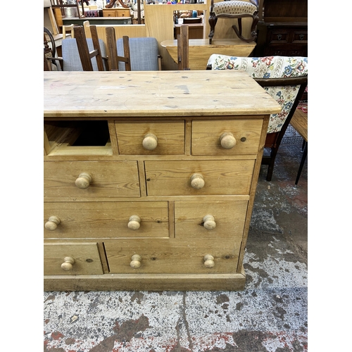 104 - A Victorian style solid pine chest of drawers - approx. 85cm high x 125cm wide x 54cm deep