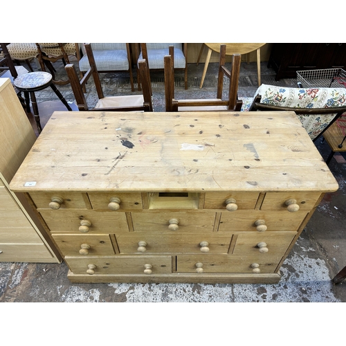 104 - A Victorian style solid pine chest of drawers - approx. 85cm high x 125cm wide x 54cm deep