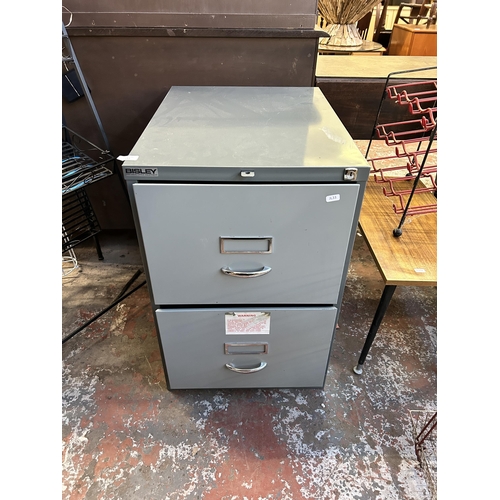 117 - A Bisley grey metal two drawer office filing cabinet