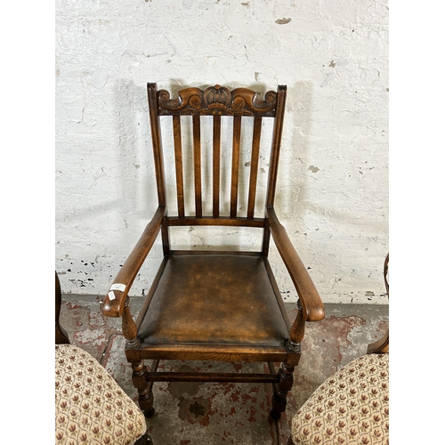 134 - Four 19th century and later carved wooden occasional chairs