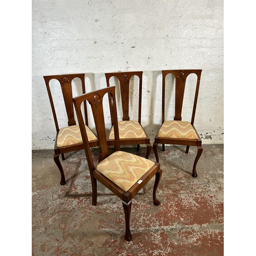 139 - Four Edwardian walnut dining chairs