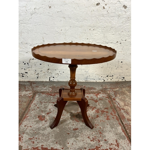 156 - A Georgian style yew wood pie crust edge oval side table - approx. 52cm high x 47cm wide x 40cm deep